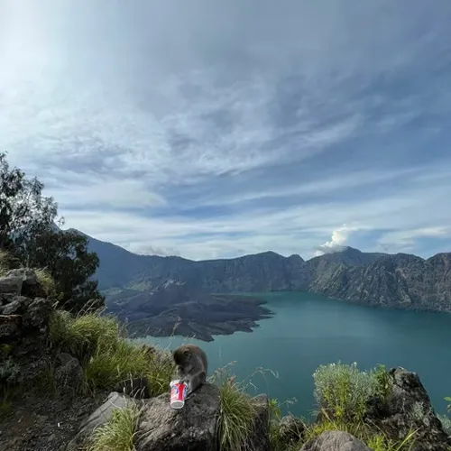 Majestic Mount Rinjani in Indonesia, surrounded by stunning terrain, perfect for outdoor adventures and hiking trips Majestic Mount Rinjani in Indonesia, surrounded by stunning terrain, perfect for outdoor adventures and hiking trips
